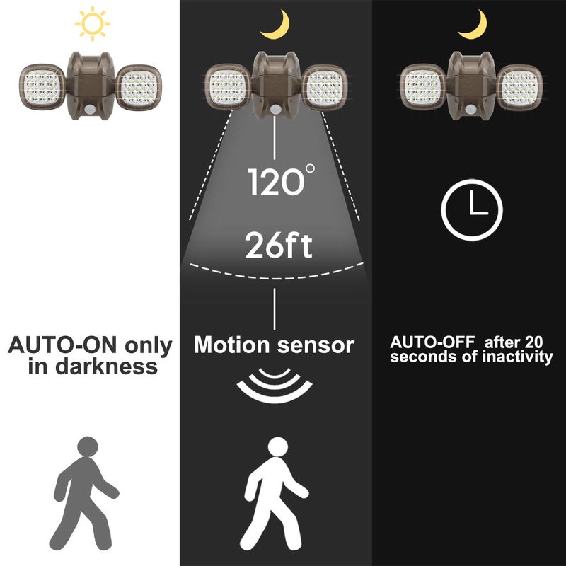 BIGLIGHT Motion Sensor Light Battery Operated, IP65 Waterproof Wireless Indoor Outdoor Security Flood Light Sensor Auto On Off for Porch, Patio, Stairs, Garage, Shed, 6000K White, Brown - Image 2